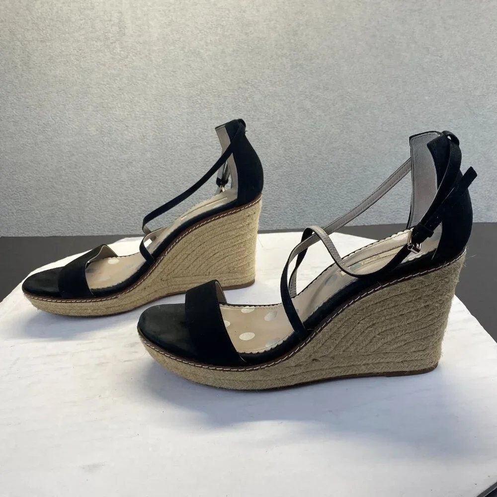 Boden Women's Platform Espadrille Wedge Sandals Black Size 41,Preppy